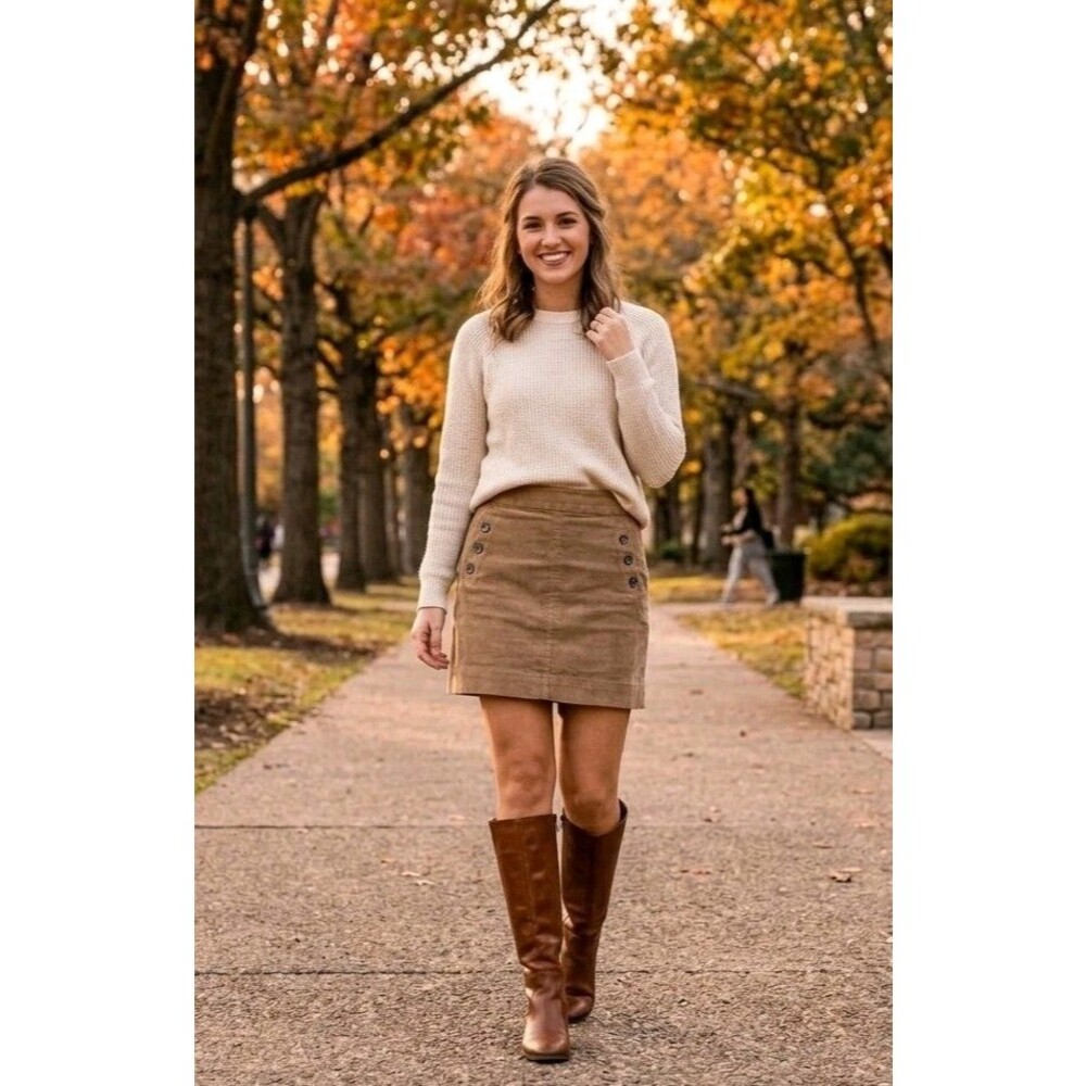BANANA REPUBLIC NWT Brown Corduroy Mini Skirt Button Pockets 4 Petite MSRP$59.50